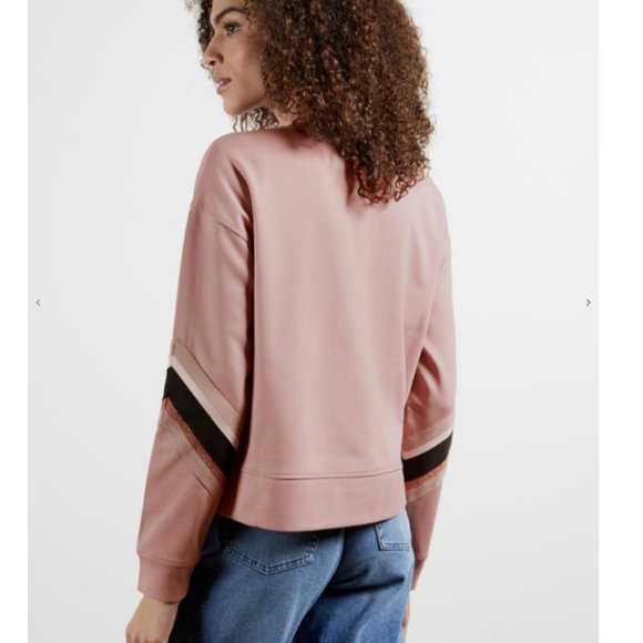 Ted Baker Jjordan Sweatshirt With Knitted Stripe Pale Pink size 2 nwot - Picture 7 of 13